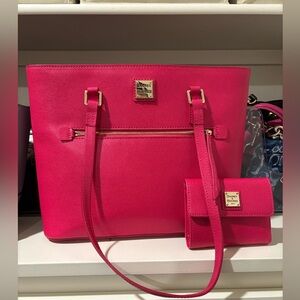 Hot Pink Dooney and Bourke purse and wallet